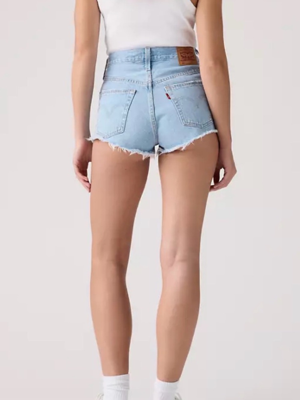 Levi's Light Blue High-Waist Frayed Denim Shorts